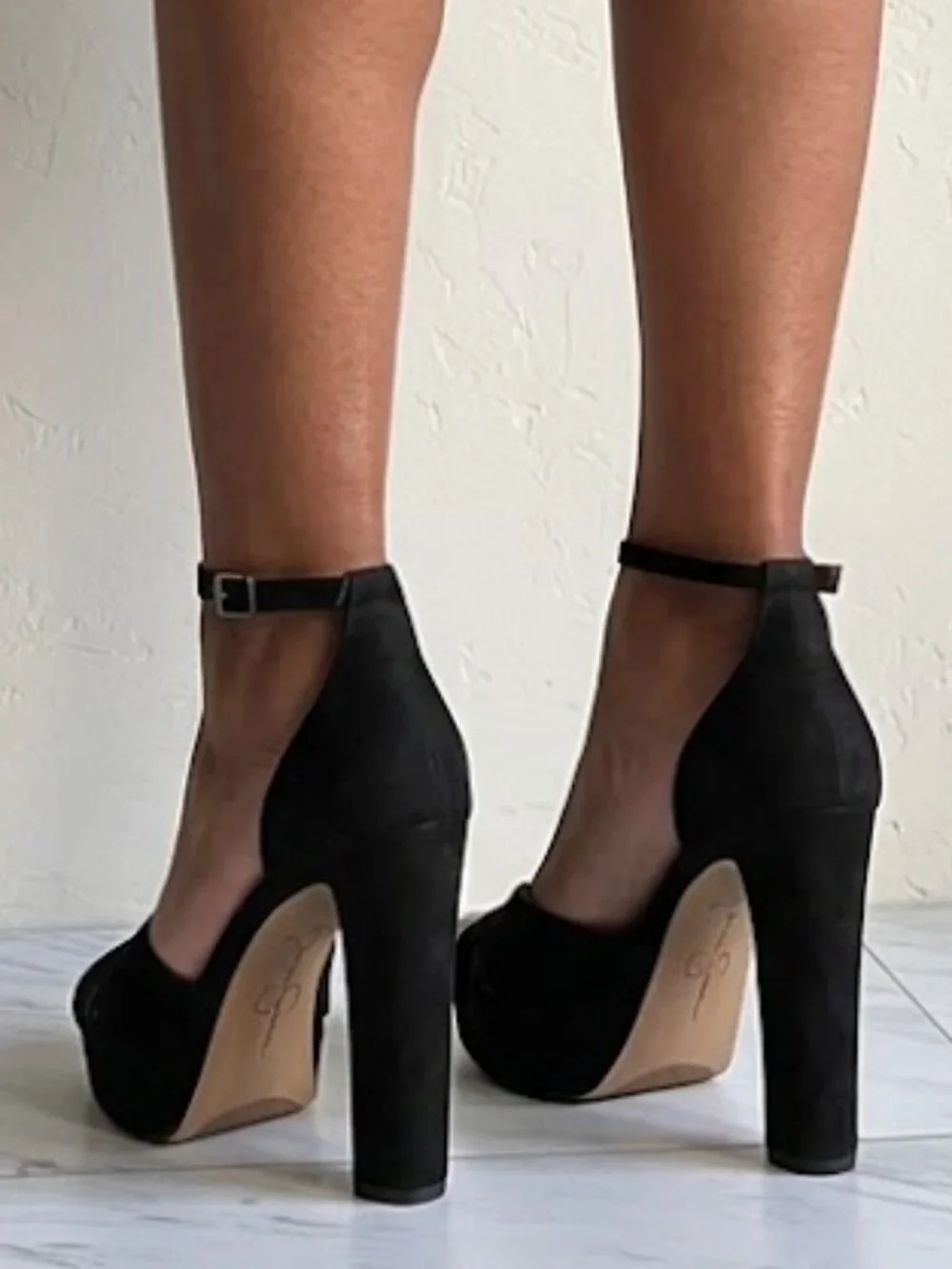 Jessica Simpson Irbella Black Suede Crisscross Platform Heels Ankle Strap 8M